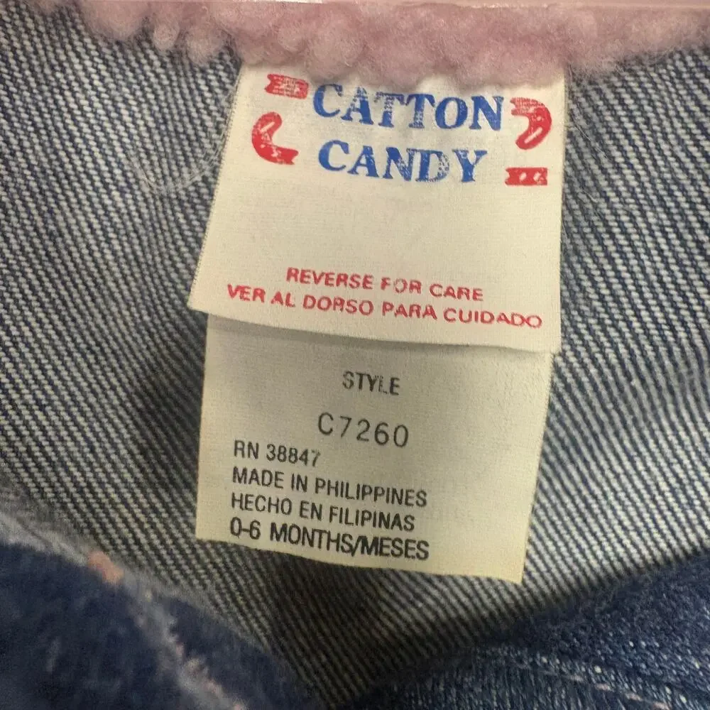 Vintage Catton Candy Denim Teddy Bear Romper 0 to 6M